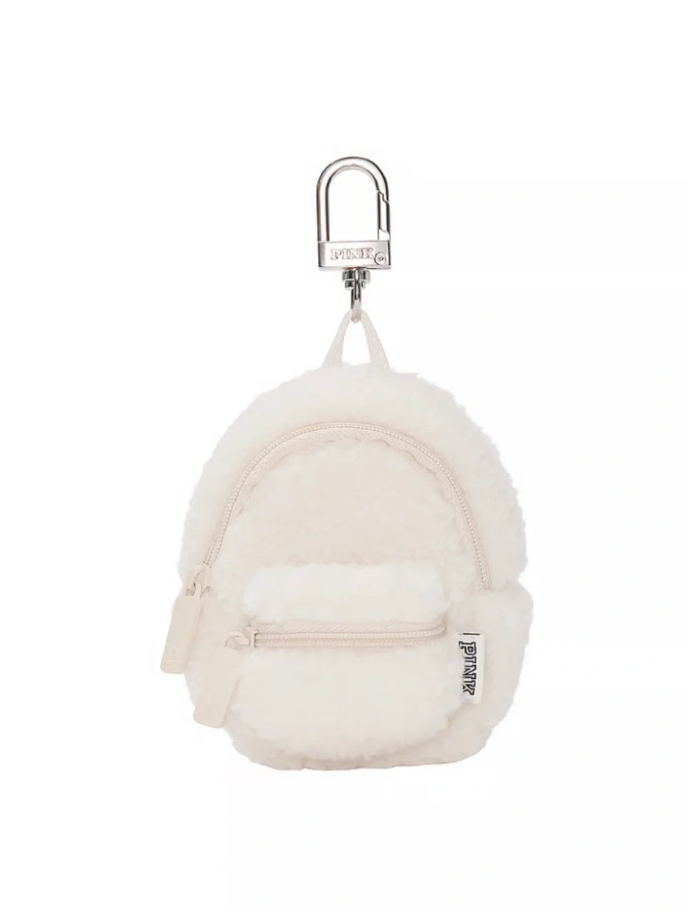 PINK Victoria’s Secret Sherpa Mini Backpack Keychain - Ivory